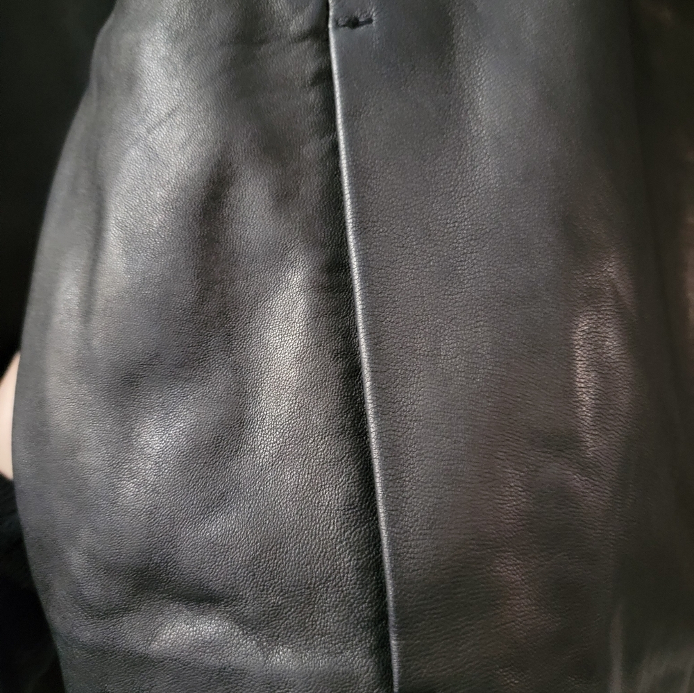 AllSaints Ryder Funnel Neck Cropped Lambskin Leather Jacket - Picture 6 of 13